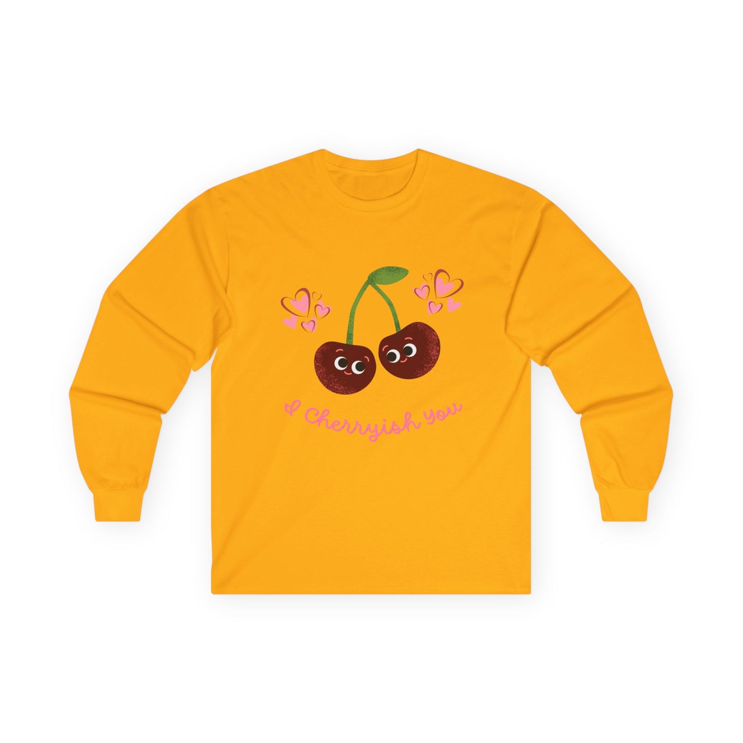 Cherry Love Long Sleeve Tees, Cute Valentine's Gift, Unisex Fun Shirt, Couple Matching Outfit, Seasonal Fashion Apparel