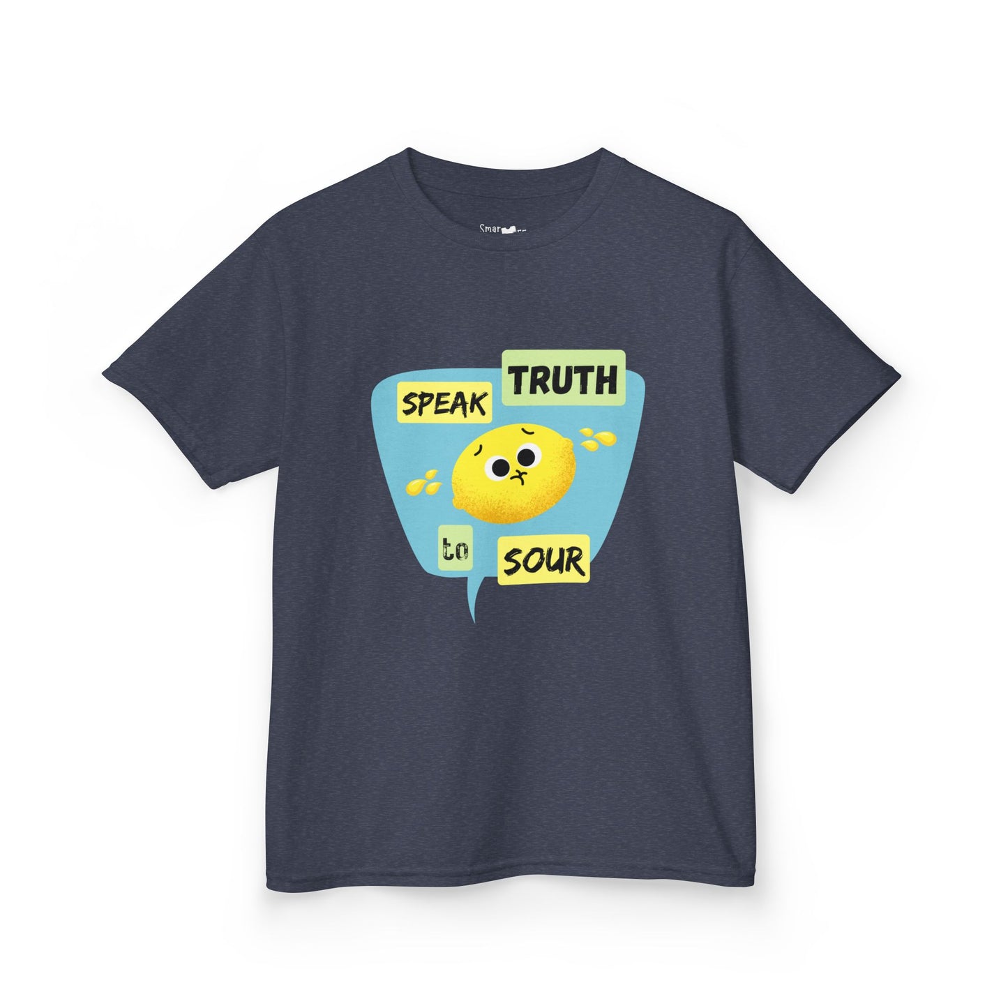 Kids Motivational Shirt, 'Speak Truth To Sour' Funny Pun Cotton Tee, Perfect for School, Gifts, Summer Wear, Positive Vibes
