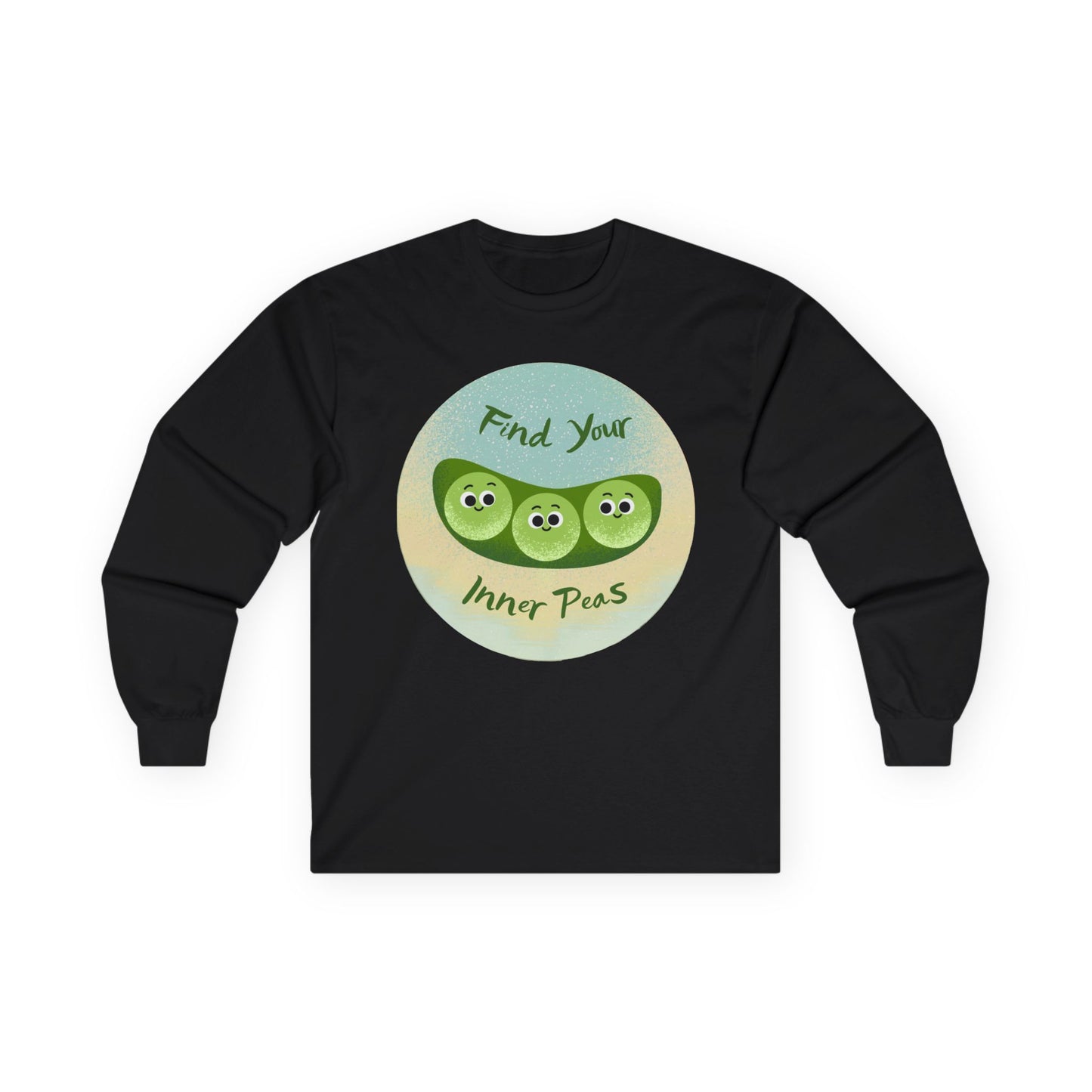 Find Your Inner Peas Long Sleeve Tees, Unisex Cotton Shirt, Cute Gift for Gardeners, Motivational Apparel, Farmhouse Decor Clothing