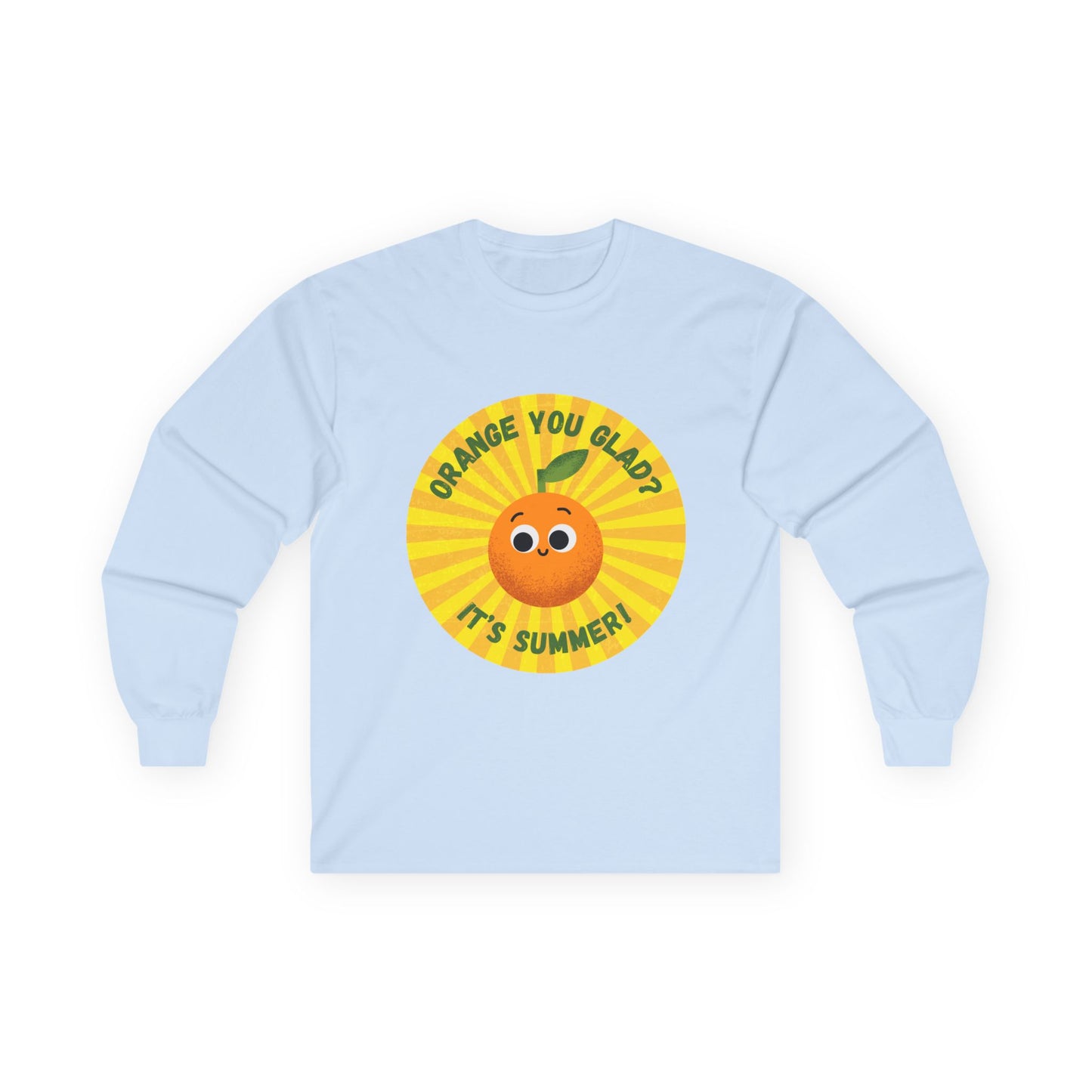 Summer Vibes Long Sleeve Tees - Fun Orange Design, Cute Gift for Sunny Days, Perfect for Casual Outings, Festivals, and Birthdays