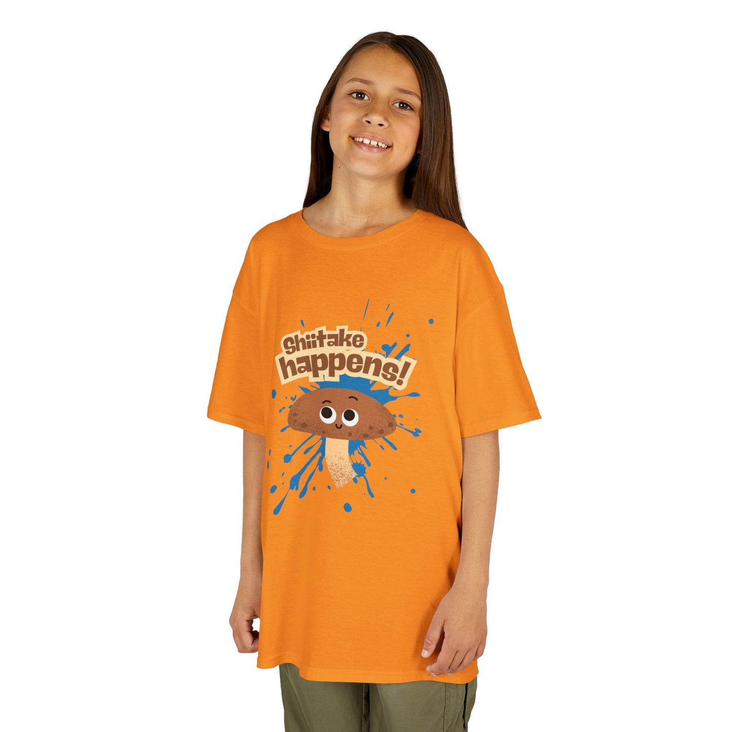 Fun Mushroom Kids Tee - "Shiitake Happens!" - Playful Gift, Cool Kids Apparel, Birthday, Everyday Wear, Summer Style, Youth Shirt