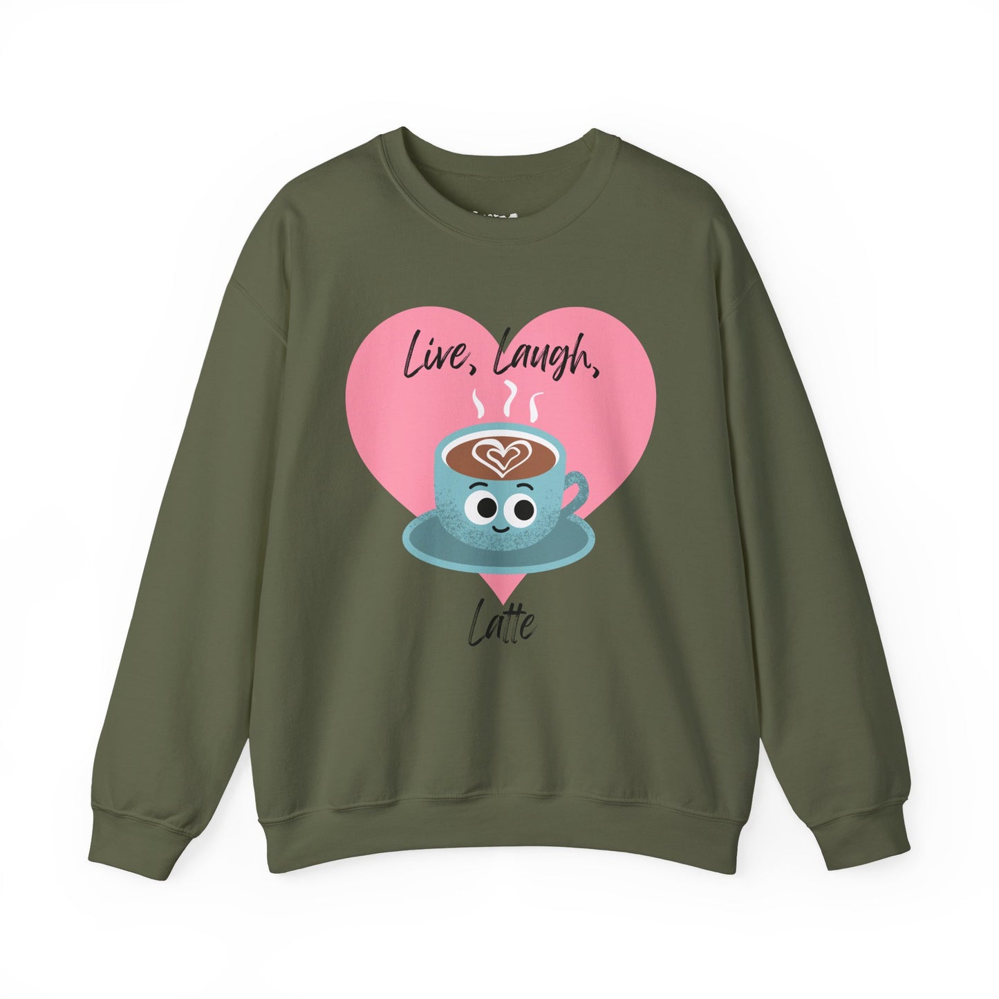 Funny Coffee Sweatshirt - Live Laugh Latte, Whimsical Fall Casual Wear, Great Gift Idea