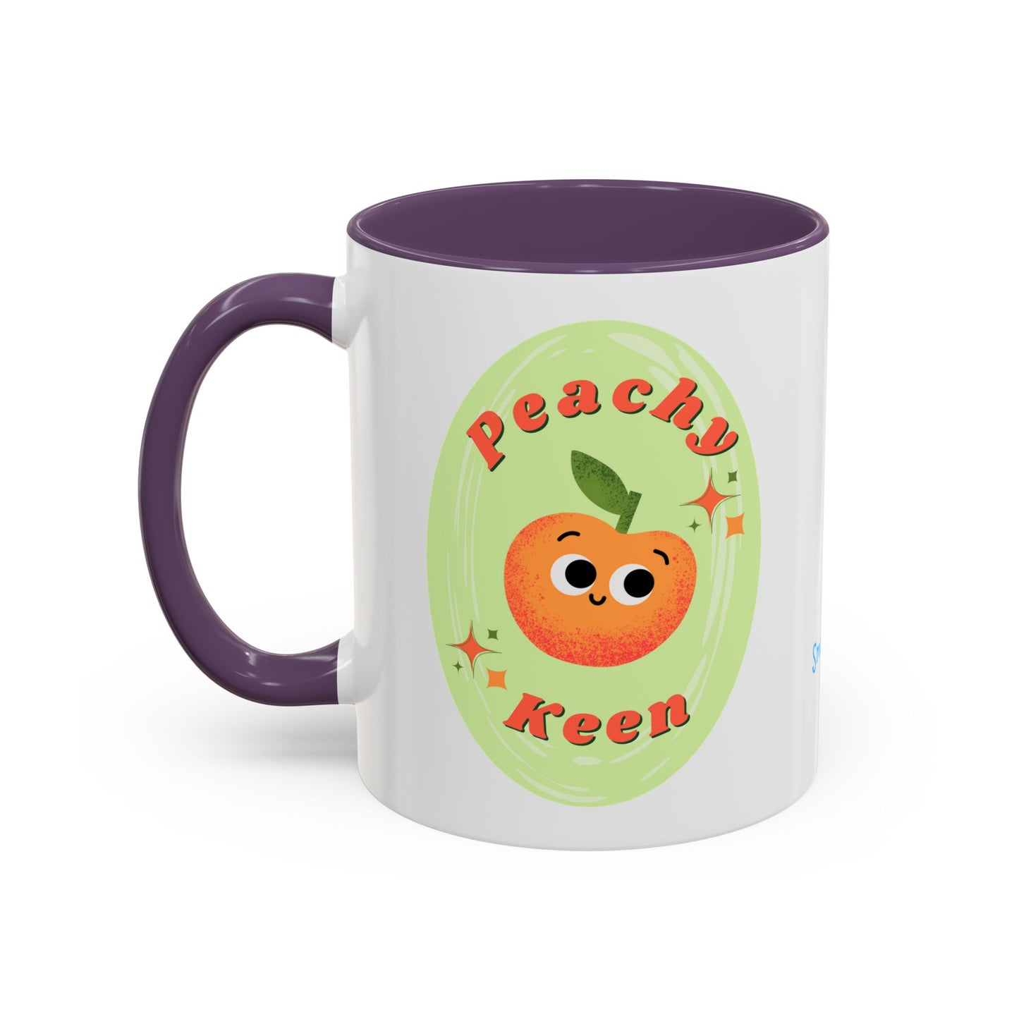 Peachy Keen Accent Coffee Mug - Fun Drinkware for Coffee Lovers, Gifts for Friends, Cute Kitchen Decor, Fruit-themed Mug, Unique Ceramics