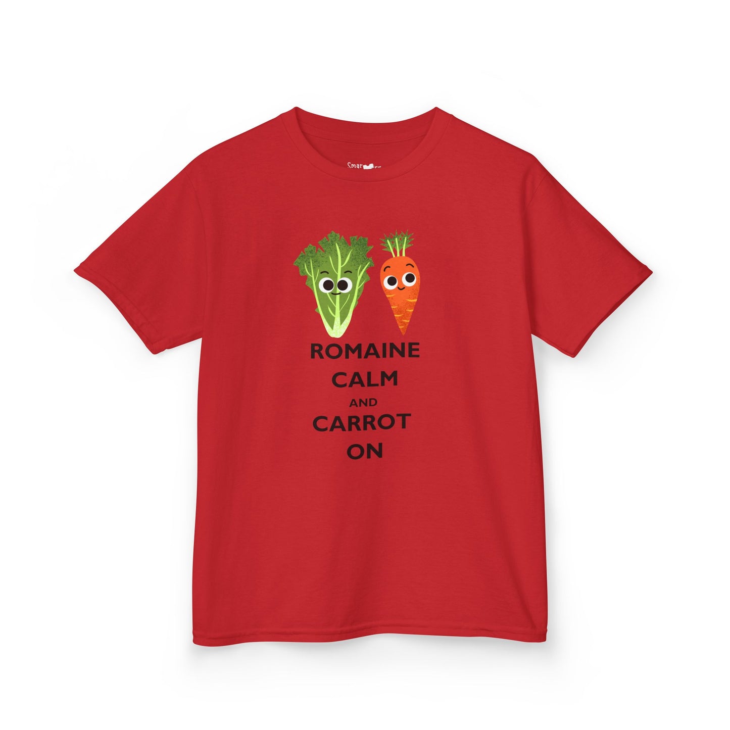 Whimsical 'Romaine Calm and Carrot On' Fun Shirt for Kids and Veggie Lovers, Gift for Kids, Playful Cotton Shirt