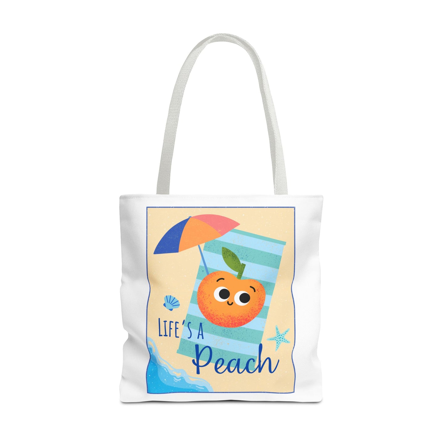 Colorful Summer Tote Bag - 'Life's a Peach' Design, Beach Bag, Grocery Tote, Gift for Friends, Cute Eco-Friendly Bag