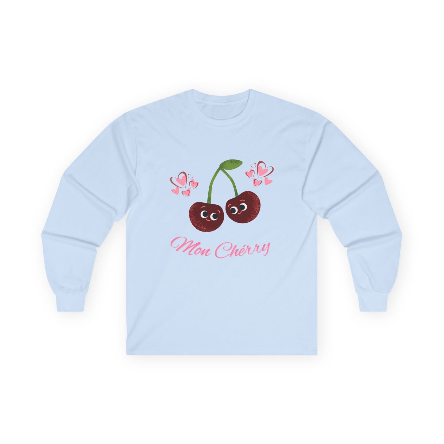 Cute Cherry Long Sleeve Tees, Playful Fruit Shirt, Valentine's Gift, Unisex Casual Wear, Fashionable Everyday Top