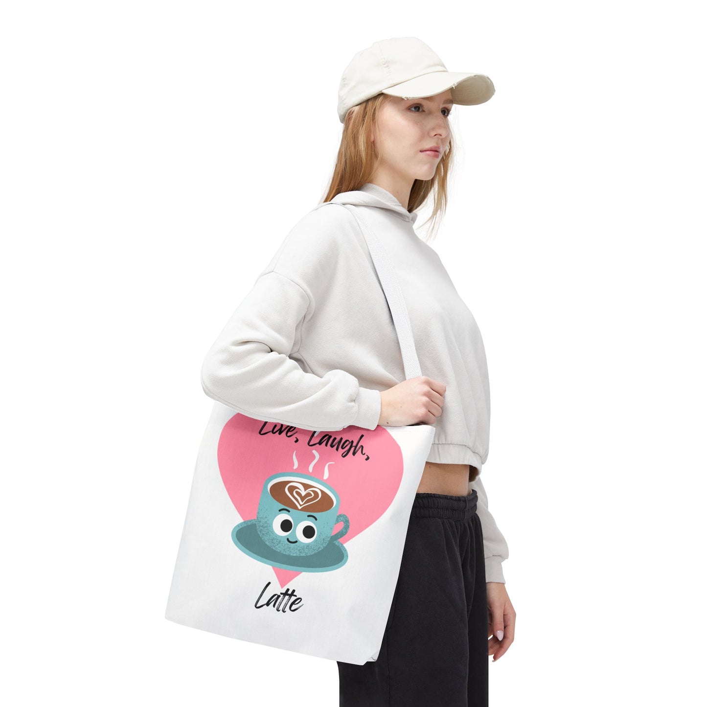 Cute Coffee Tote Bag - Live, Laugh, Latte - Perfect Gift for Coffee Lovers, Casual Carryall, Eco-Friendly, Everyday Use