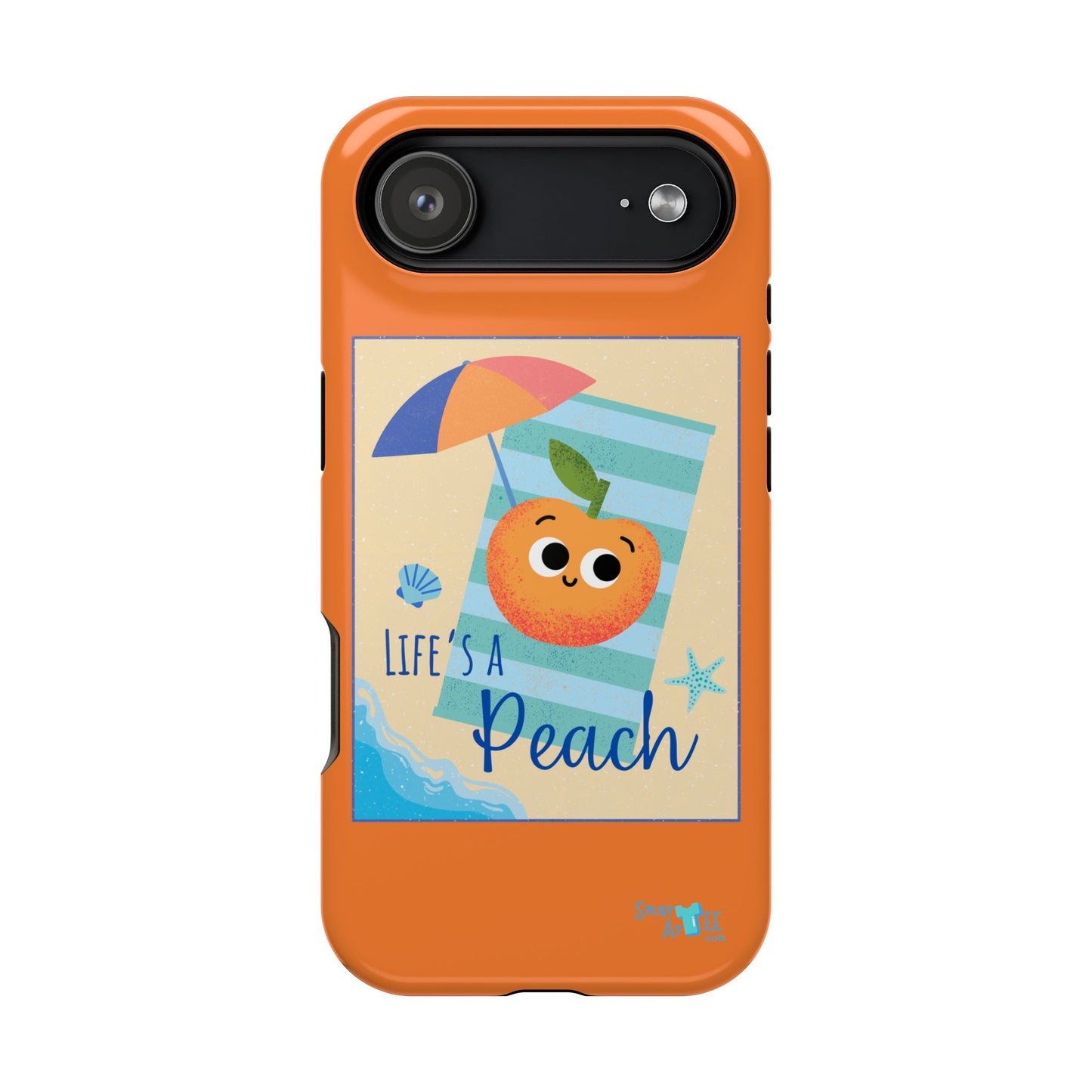 Cute Life's a Peach Phone Case, Impact-Resistant Cell Phone Cover, Summer Accessory, Gift for Fruit Lovers, Beach Vibes