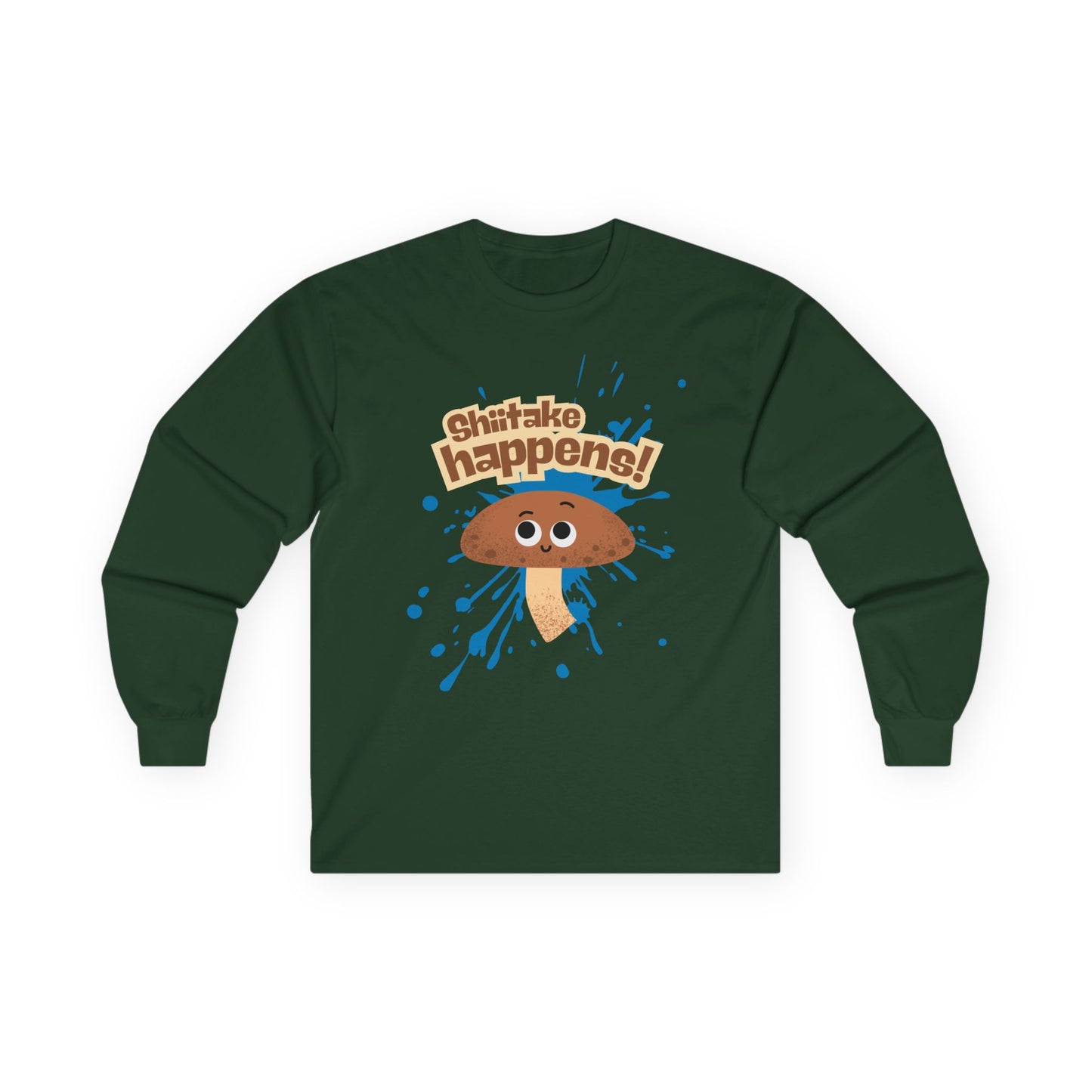 Shiitake Happens Long Sleeve Tees, Funny Stuff Happens Mushroom Shirt, Unisex Apparel, Gift for Mushroom Lovers, Casual Wear, Quirky Humor Tee