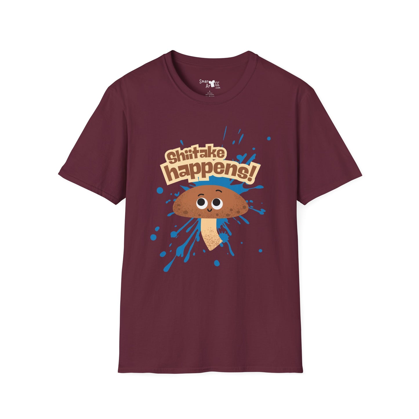 Shitake Happens T-Shirt, Funny Mushroom Tee, Unisex Softstyle Shirt, Casual Humor Top, Gift for Fun Lovers, Quirky Apparel