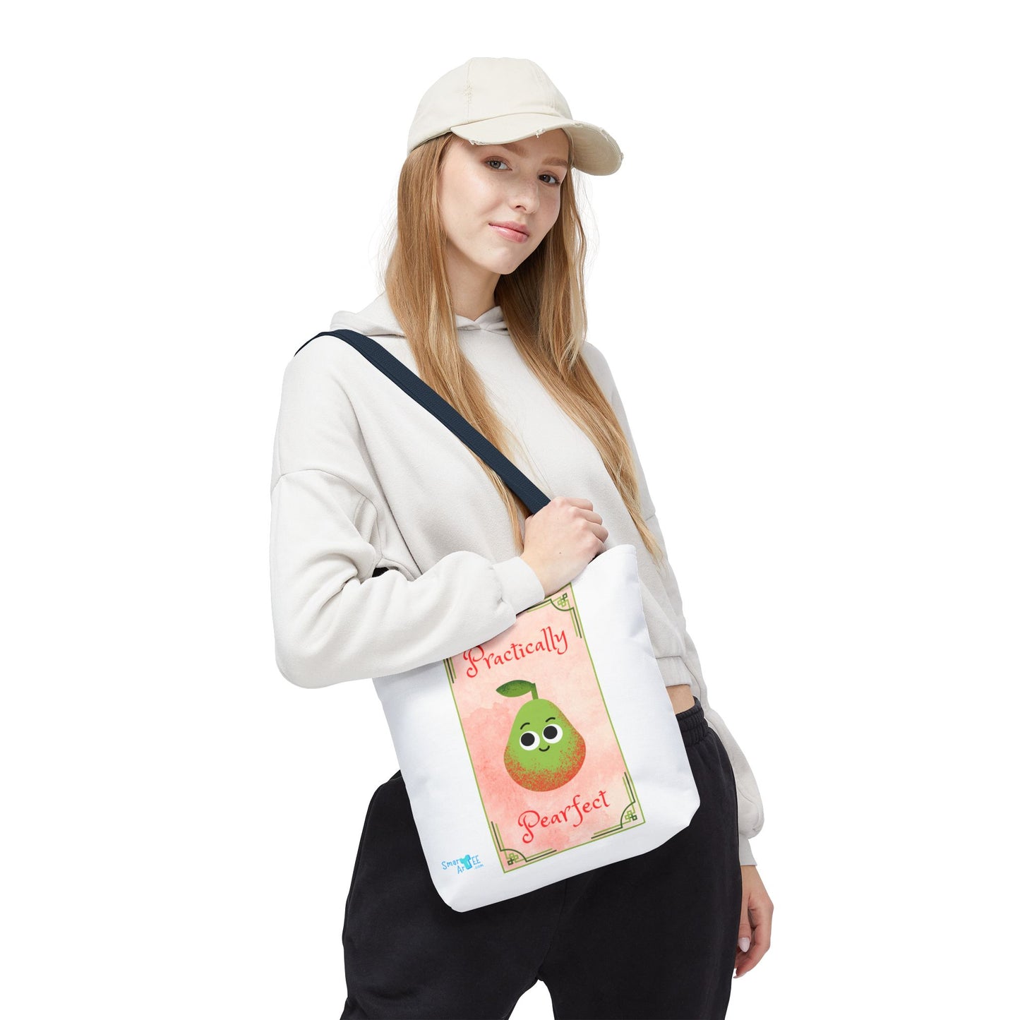 Whimsical Tote Bag - Practically Pearfeet, Cute Shopping Tote, Eco-Friendly Reusable Bag, Perfect Gift for Fruit Lovers, Summer Essential