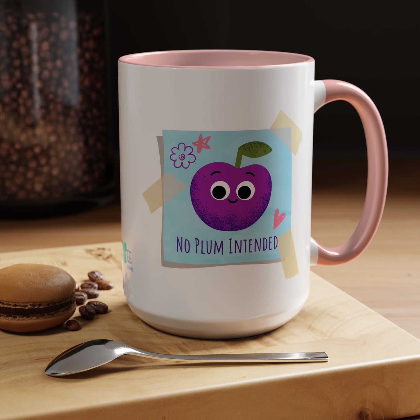 Playful Plum Coffee Mug, Cute Gift for Teachers, Friends, Humor Mug, Fun Kitchen Decor, Unique Cup for Any Occasion