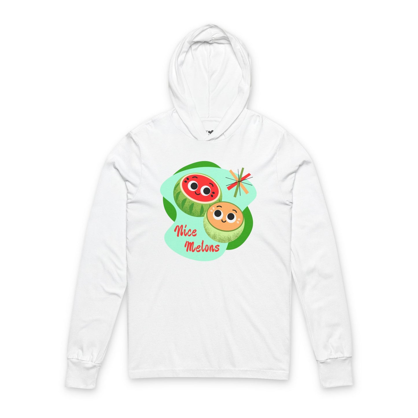 Cute Melon Design Unisex Hooded Long Sleeve Shirt - Fun Melon Graphic for Summer Vibes, Casual Wear, Beach Days, Nice Melons, Gift Ideas