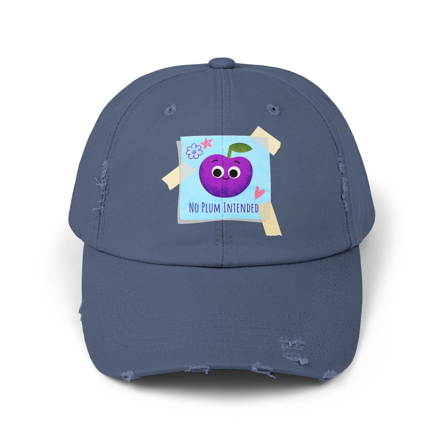 Colorful Distressed Cap with Funny Plum Design | Unisex Hats, Summer Accessory, Gift Idea, Casual Wear, Festival Headwear