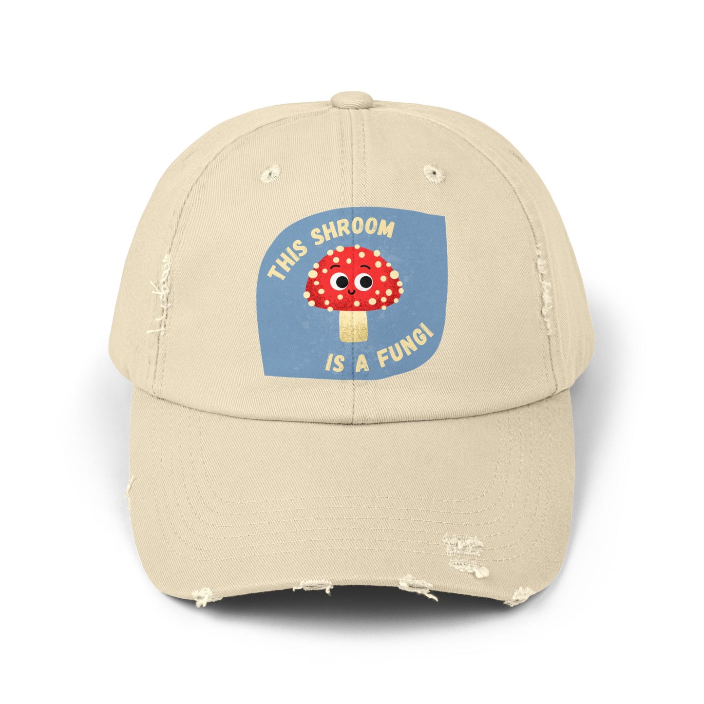 Whimsical Unisex Distressed Cap, Fun Hats for Fungi Lovers, Playful Accessories, Gift for Nature Enthusiasts, Trendy Casual Wear