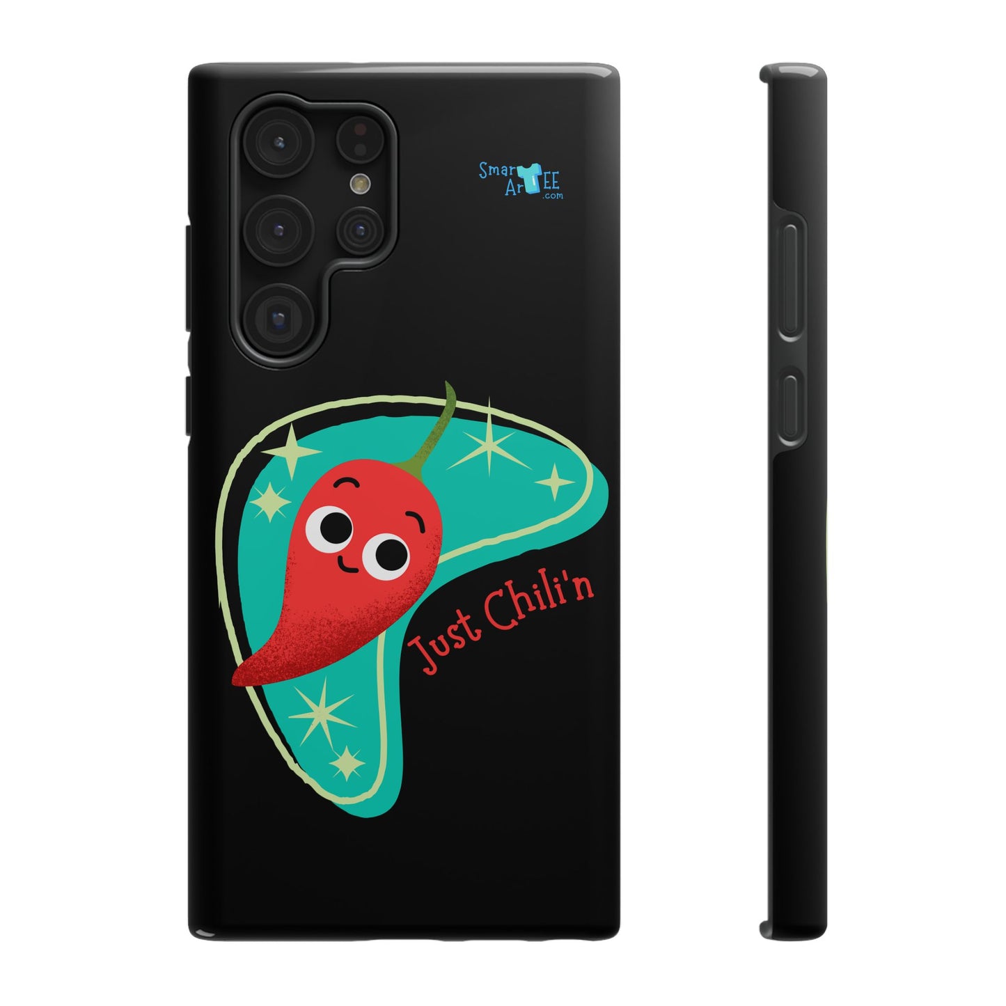 Chili Themed Phone Case, Just Chilin' Design, Fun Accessory, Unique Gift, Vibrant Protection, Perfect for Foodies, Holiday Cheer