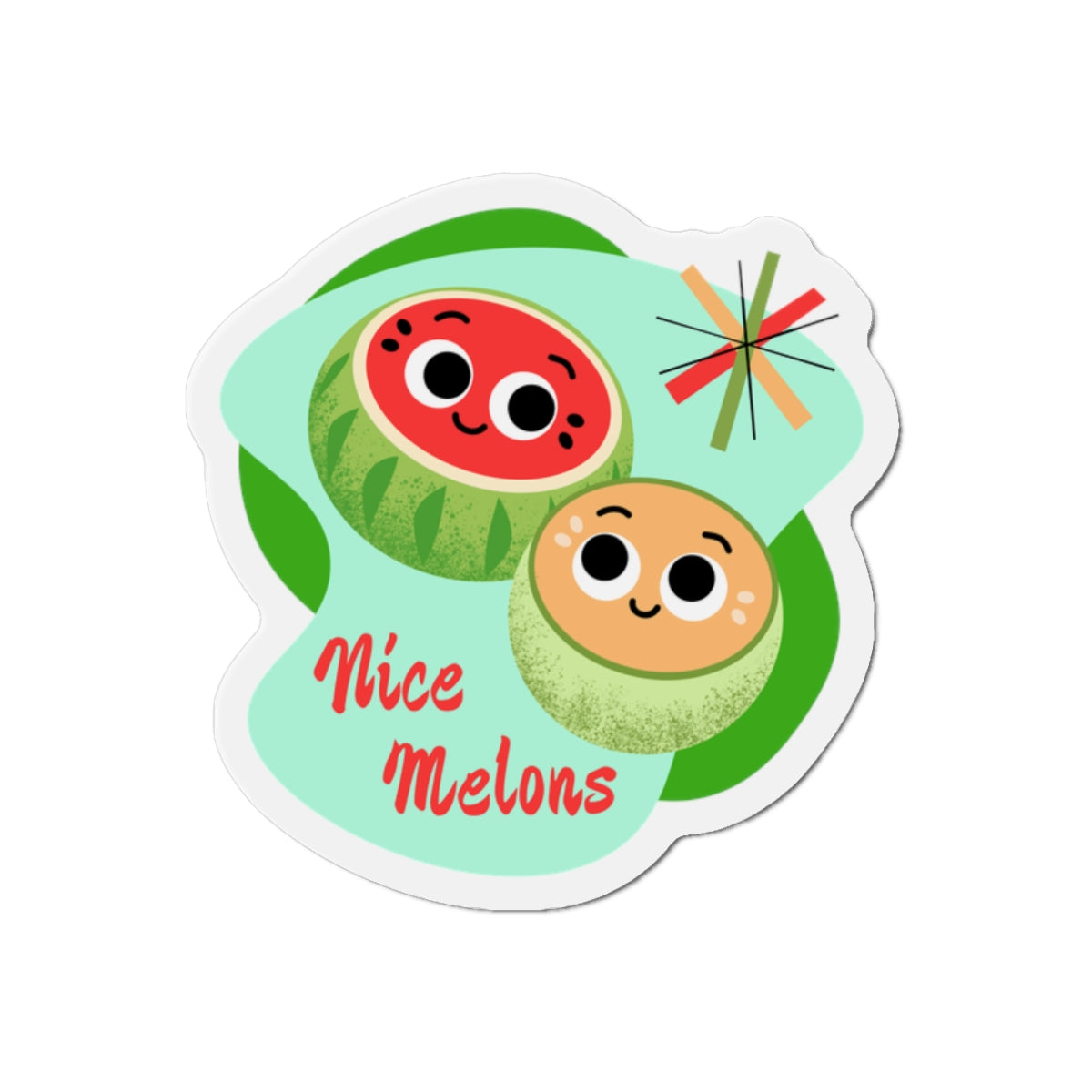 Cute Die-Cut Magnet - Nice Melons Fridge Decor, Gift for Foodies, Kitchen Magnet, Fun Refrigerator Art, Melon Lovers