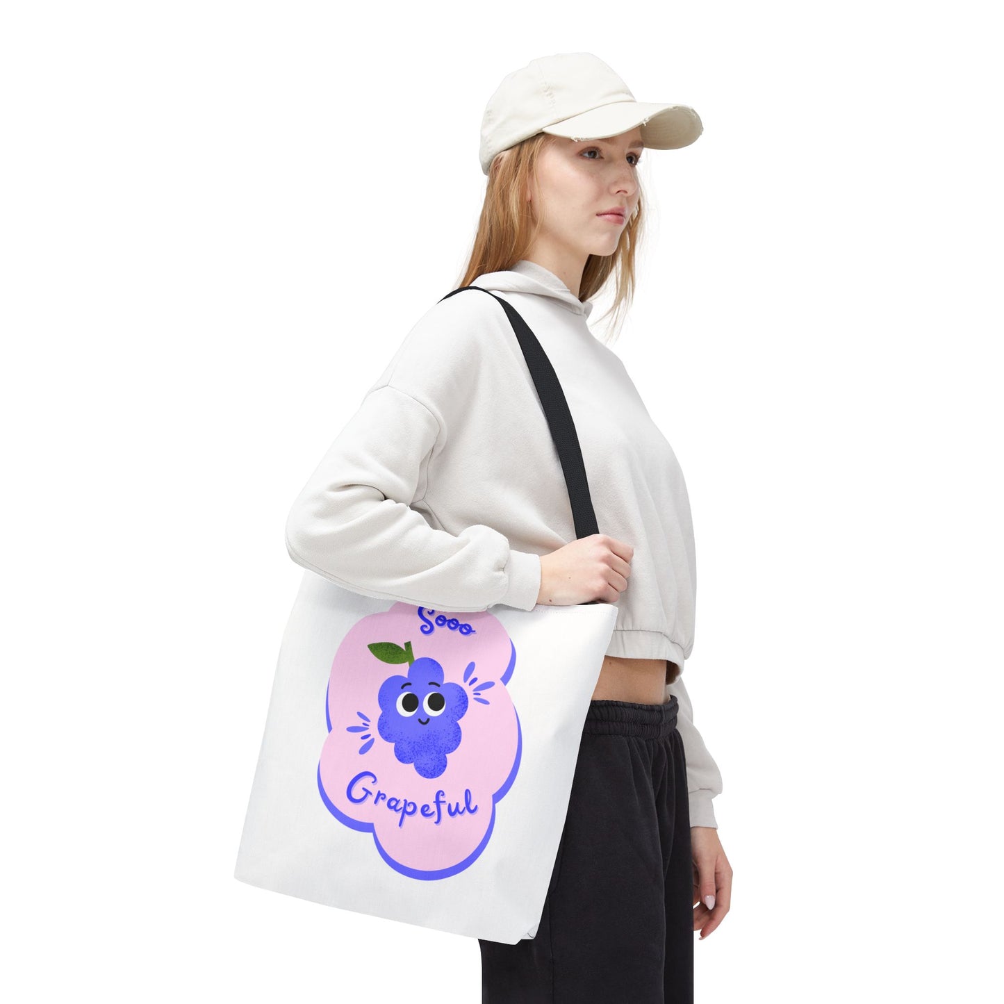 Cute Grape Tote Bag, Sooo Grapeful Shopping Bag, Eco-Friendly Grocery Tote, Fun Fruit Gift, Summer Beach Bag
