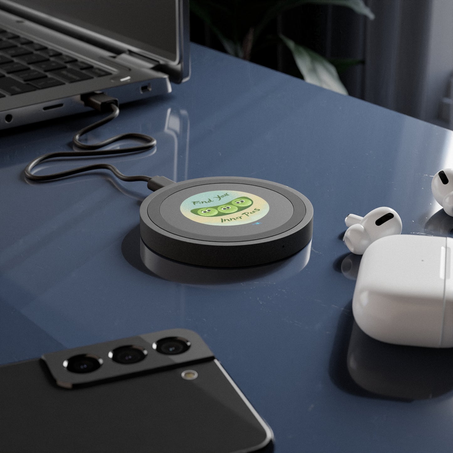 Find Your Inner Peas Wireless Charging Pad, Cute Tech Accessory for Home Office, Gifts for Friends, Bundle With Air Pod Case