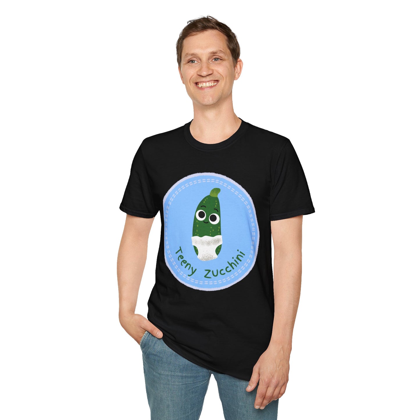 Cute Teeny Zucchini Unisex T-Shirt, Whimsical Veggie Pun Tee, Funny Gift for Foodies, Kitchen Apparel, Unique Gardening Shirt
