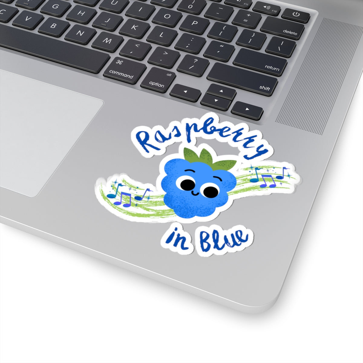 Cute Raspberry in Blue Kiss-Cut Stickers for Journals, Laptops, Water Bottles, Scrapbooking, Gifts