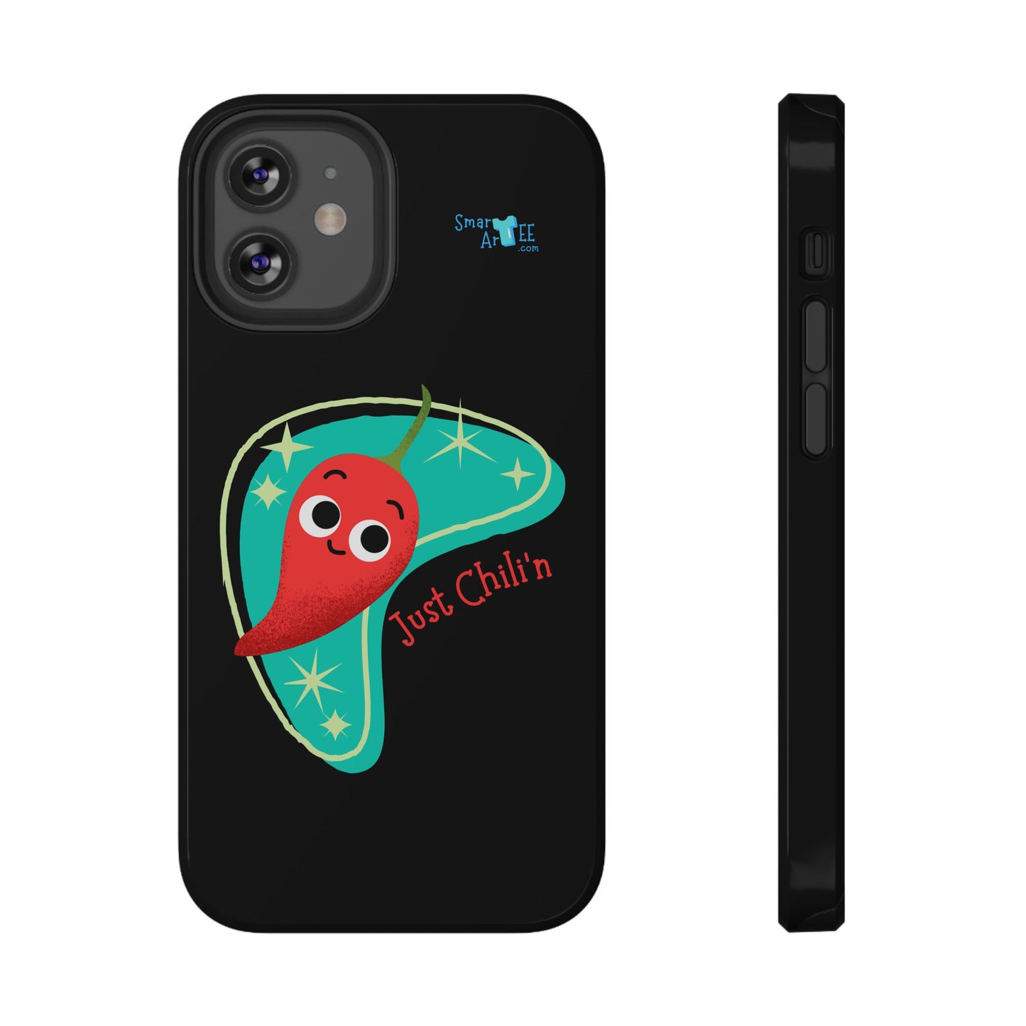 Chili Themed Phone Case, Just Chilin' Design, Fun Accessory, Unique Gift, Vibrant Protection, Perfect for Foodies, Holiday Cheer