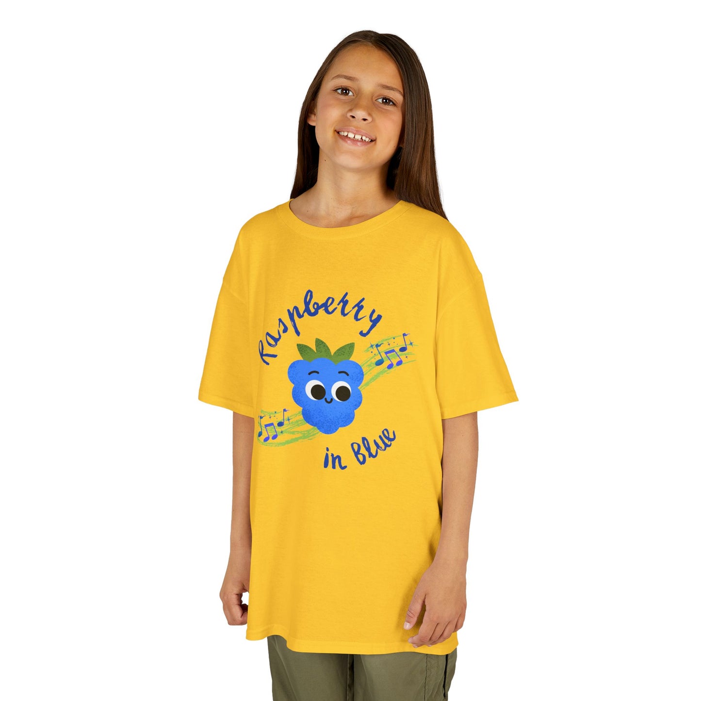 Kids 'Rhapsody in Blue' Raspberry Pun Tee, Cute Kids Shirt, Fun Gift for Children, Summer Outfit, Birthday Gift, Playdate Attire