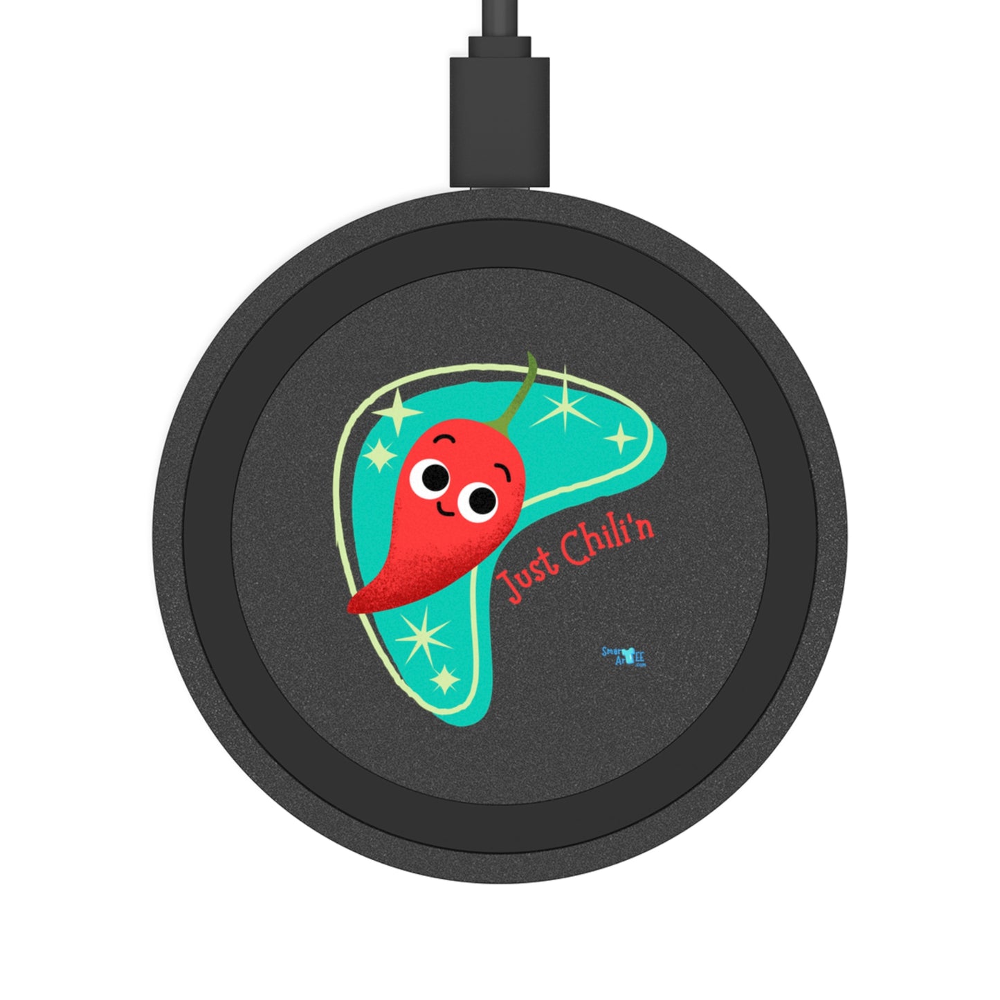 Just Chilin' Wireless Charging Pad, Whimsical Charger for Home Office, Cute Tech Gift, Bundle With Air Pod Case, Fun Gift Idea