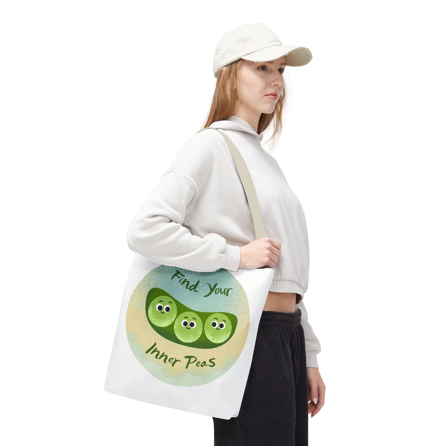 Whimsical Tote Bags - Find Your Inner Peas, Eco-Friendly Shopping Bag, Cute Gift for Gardeners, Motivational Tote, Fun Everyday Bag