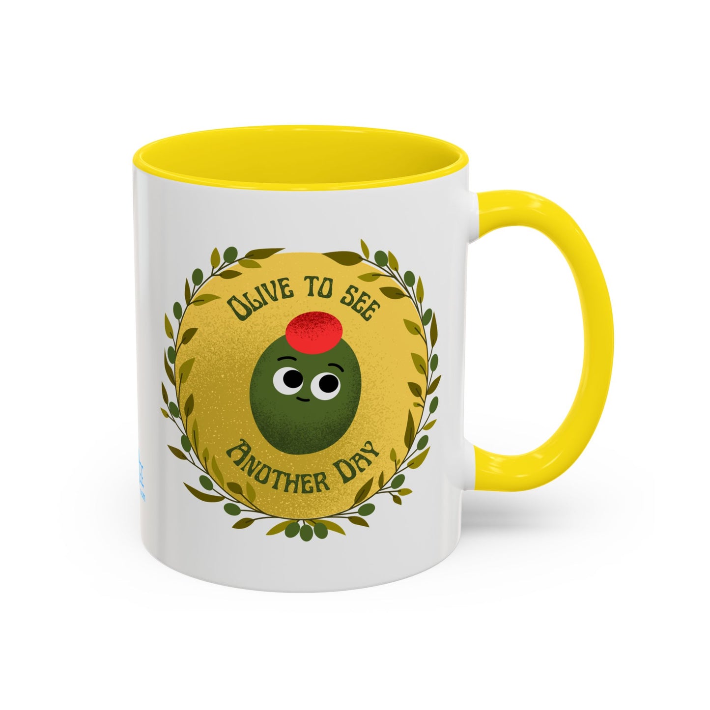 Cheerful Olive Coffee Mug, Gift for Food Lovers, Funny Kitchen Decor, Cute Office Mug, Coffee Lover's Gift, Celebrate Every Day
