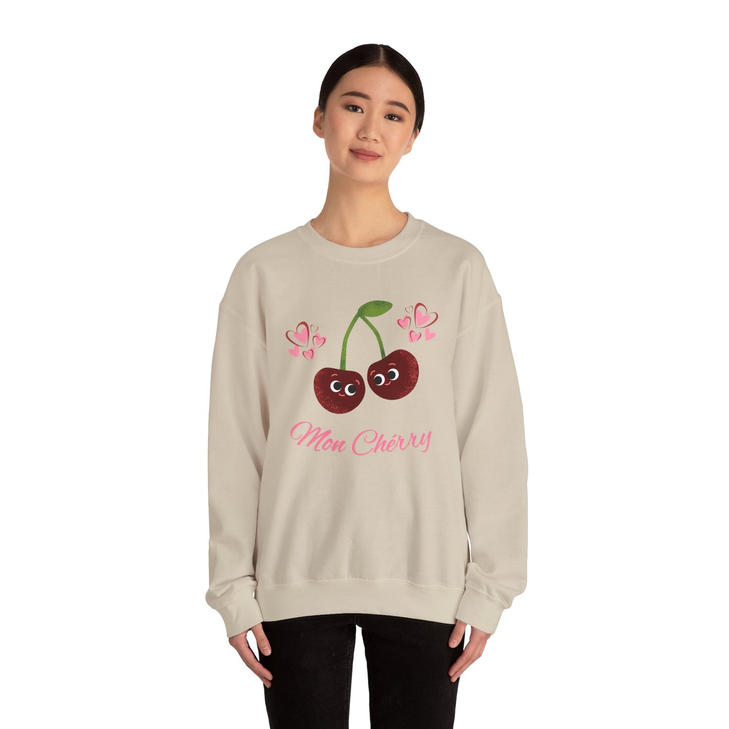 Mon Cherry Funny Fruit Pun Sweatshirt - Cozy Unisex Fashion, Relaxed Style for Everyday Wear, Great Gift Idea