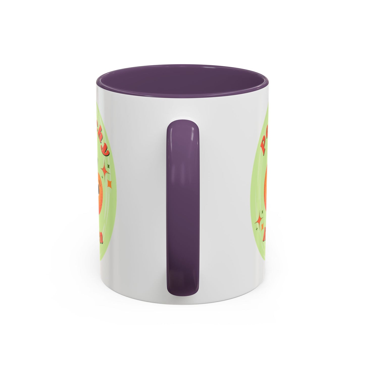 Peachy Keen Accent Coffee Mug - Fun Drinkware for Coffee Lovers, Gifts for Friends, Cute Kitchen Decor, Fruit-themed Mug, Unique Ceramics