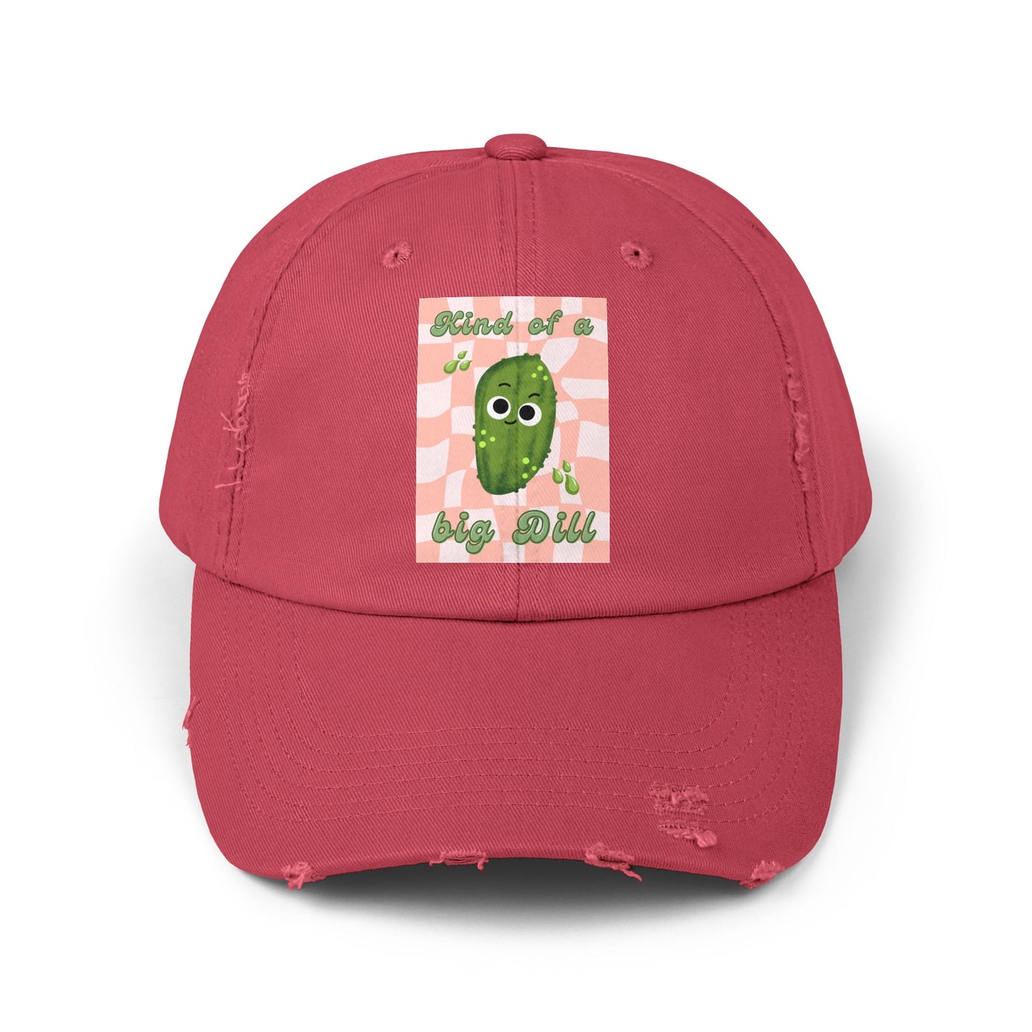 Playful Distressed Cap with Cute Pickle Design - Perfect Gift, Casual Wear, Unisex Cap, Fun Accessories, Trendy Hats