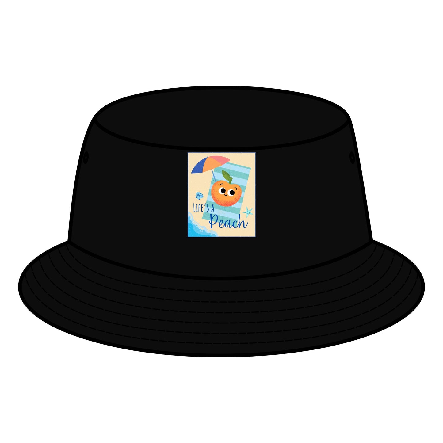 Stylish Bucket Hat with Fun Peach Pun Design, Summer Accessories, Beach Hats, Vacation Cap, Cute Sun Protection
