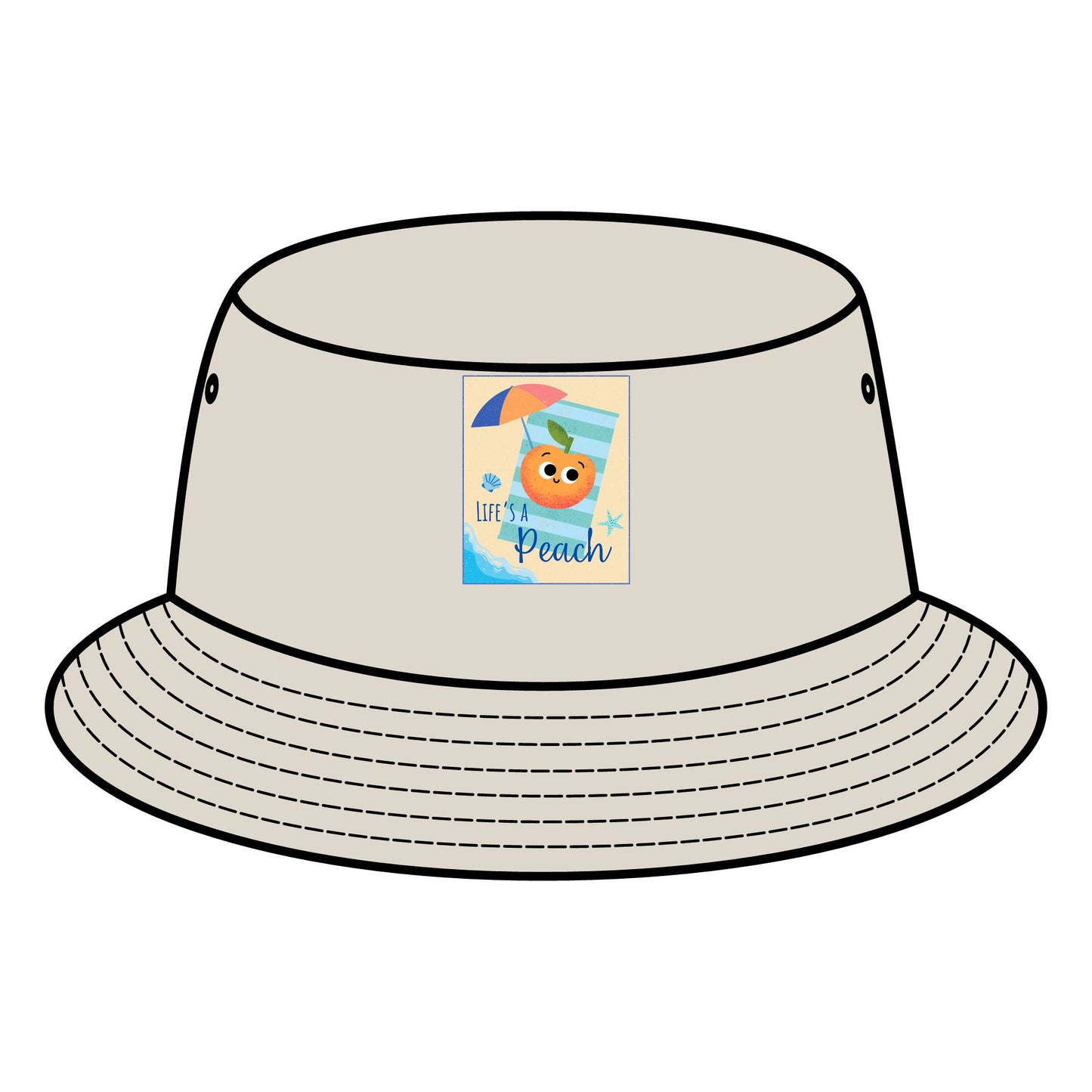 Stylish Bucket Hat with Fun Peach Pun Design, Summer Accessories, Beach Hats, Vacation Cap, Cute Sun Protection
