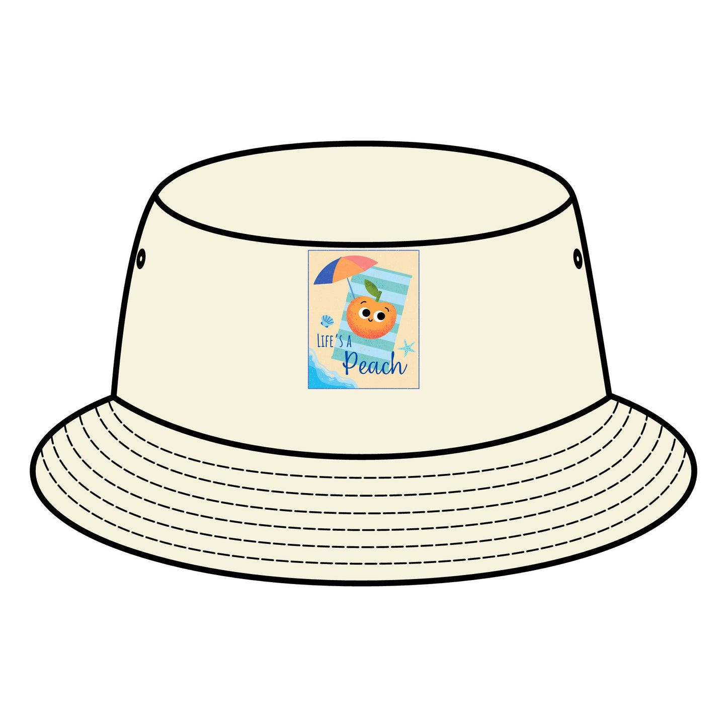 Stylish Bucket Hat with Fun Peach Pun Design, Summer Accessories, Beach Hats, Vacation Cap, Cute Sun Protection