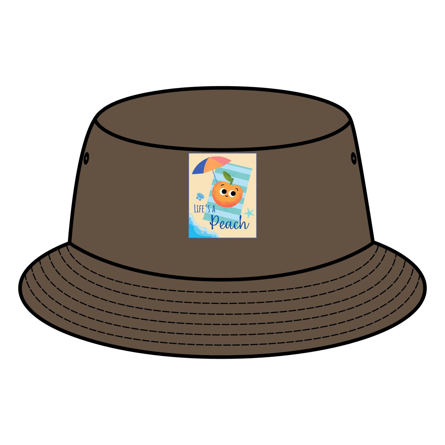 Stylish Bucket Hat with Fun Peach Pun Design, Summer Accessories, Beach Hats, Vacation Cap, Cute Sun Protection