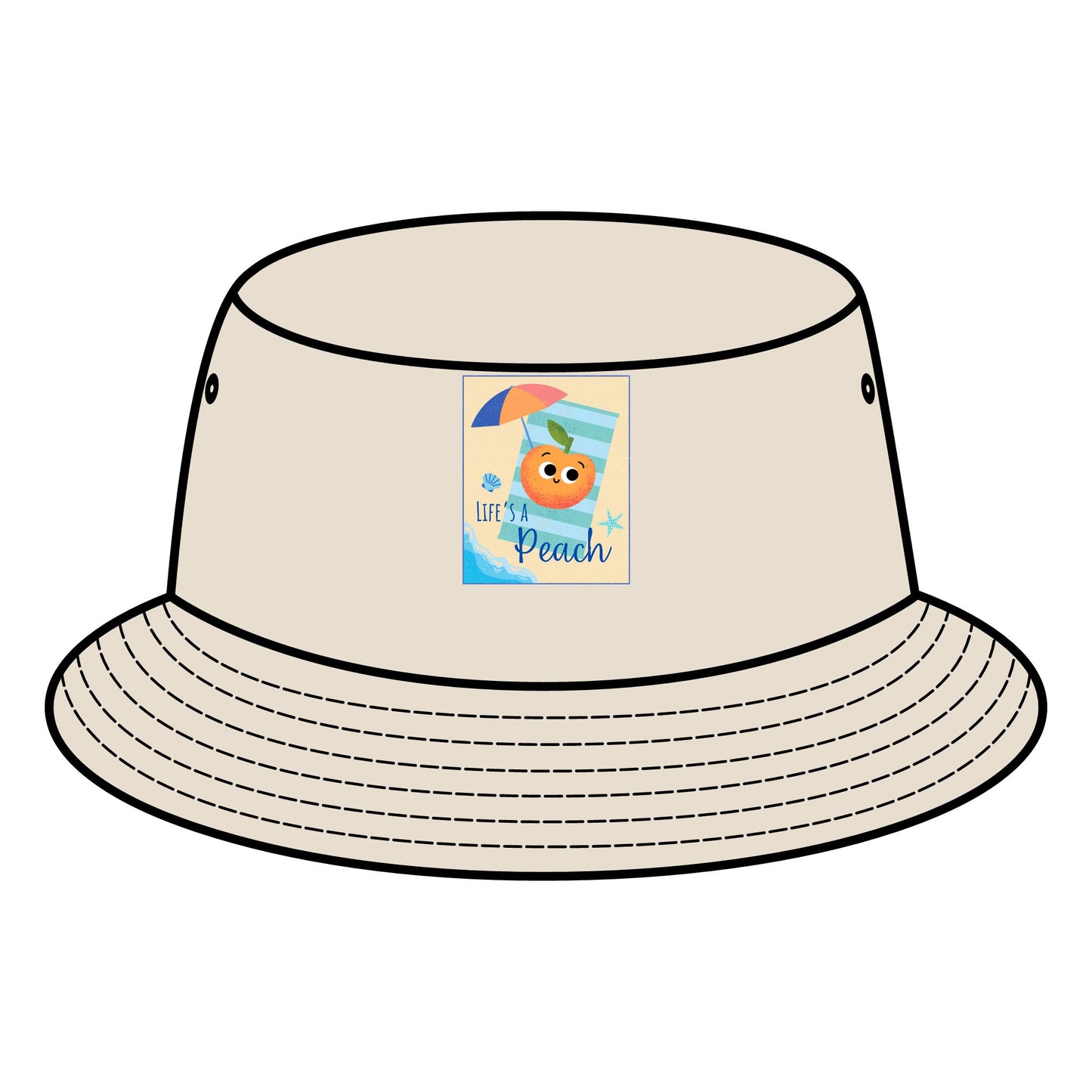 Stylish Bucket Hat with Fun Peach Pun Design, Summer Accessories, Beach Hats, Vacation Cap, Cute Sun Protection