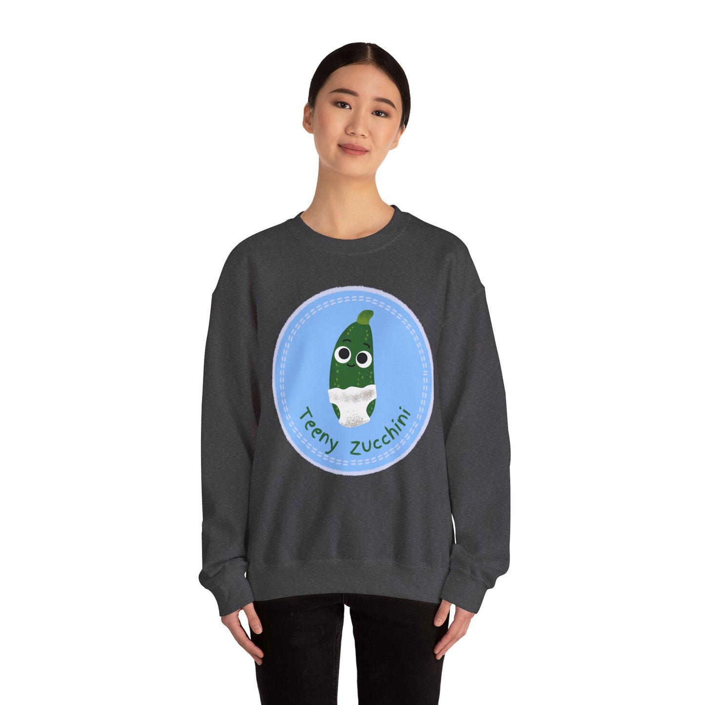 Cute Teeny Zucchini Crewneck Sweatshirt | Funny Gift for Foodies | Cozy Unisex Fashion | Perfect for Gardening Lovers