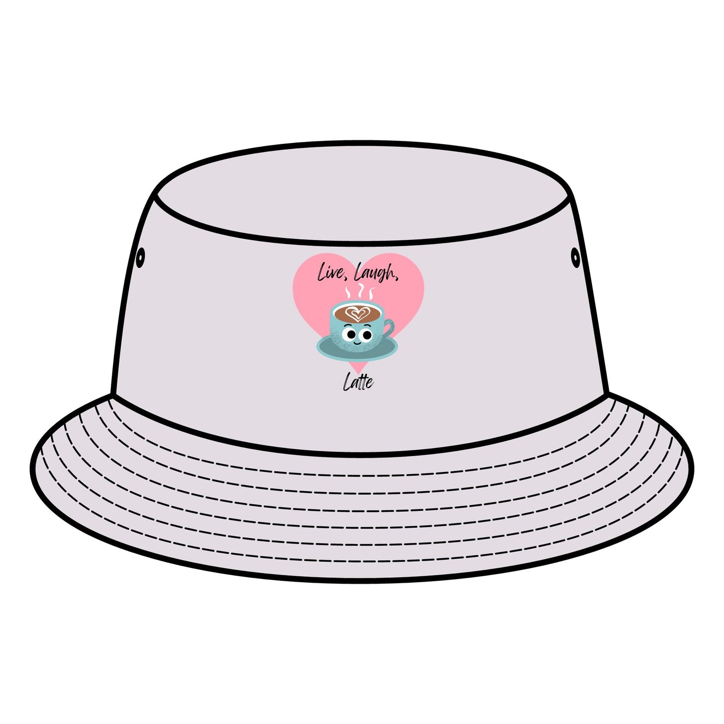 Cute Coffee Bucket Hat | Live, Laugh, Latte | Summer Style, Gift for Coffee Lovers, Outdoor Fashion, Funny Pun Hats