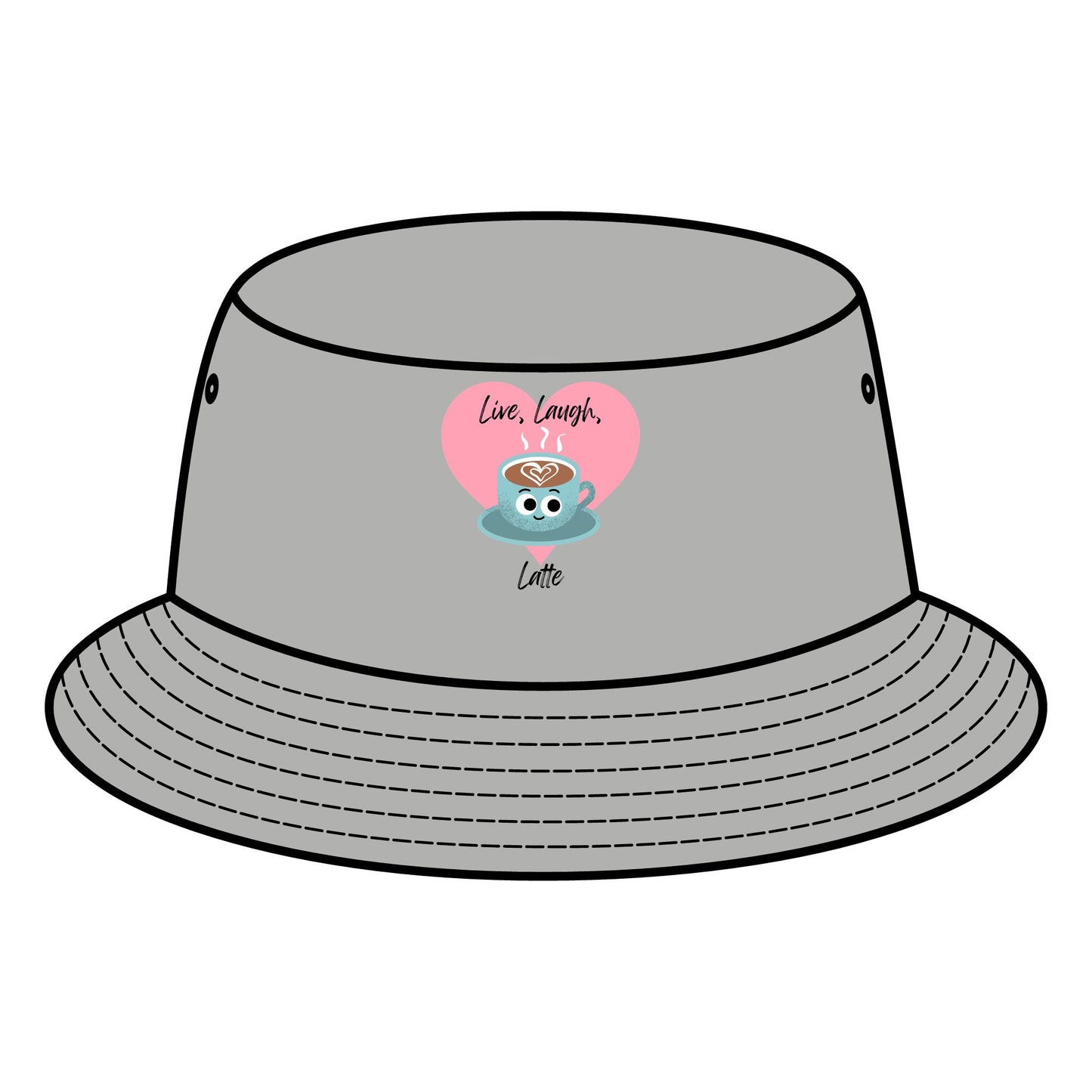 Cute Coffee Bucket Hat | Live, Laugh, Latte | Summer Style, Gift for Coffee Lovers, Outdoor Fashion, Funny Pun Hats