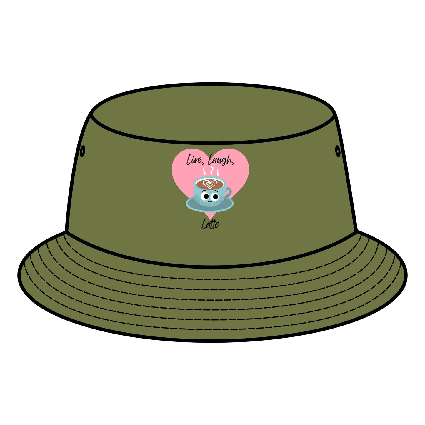 Cute Coffee Bucket Hat | Live, Laugh, Latte | Summer Style, Gift for Coffee Lovers, Outdoor Fashion, Funny Pun Hats