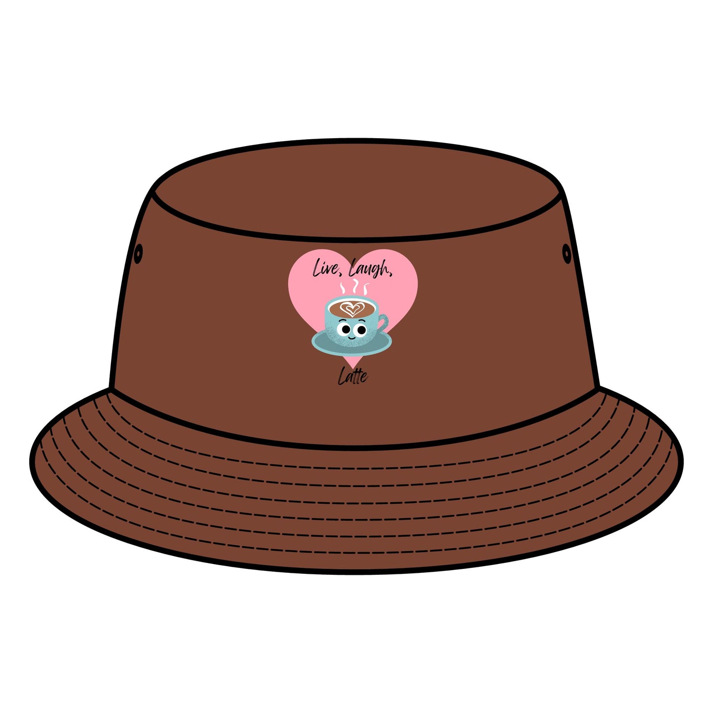 Cute Coffee Bucket Hat | Live, Laugh, Latte | Summer Style, Gift for Coffee Lovers, Outdoor Fashion, Funny Pun Hats