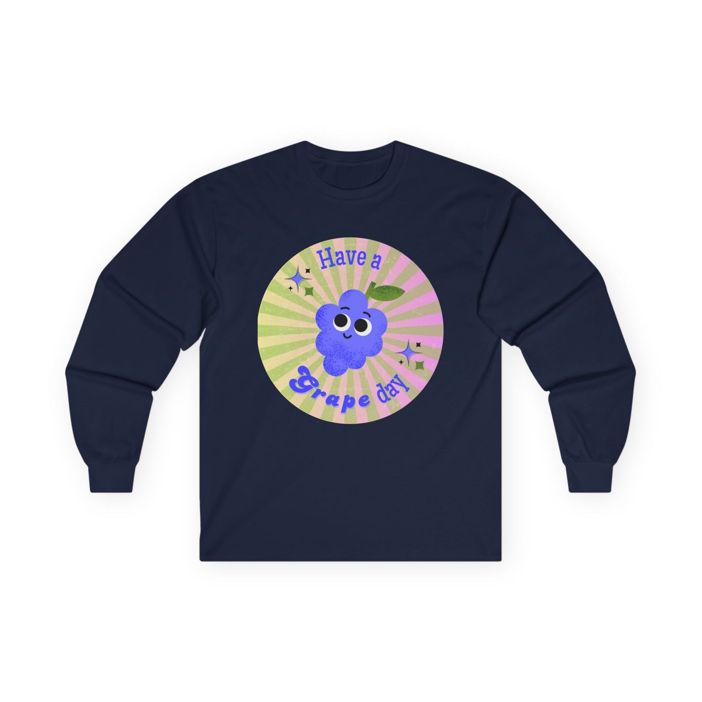 Grape-Themed Long Sleeve Tees for Fun Celebrations, Unisex Cotton Tee, Gift for Fruit Lovers, Perfect for Parties, Casual Wear