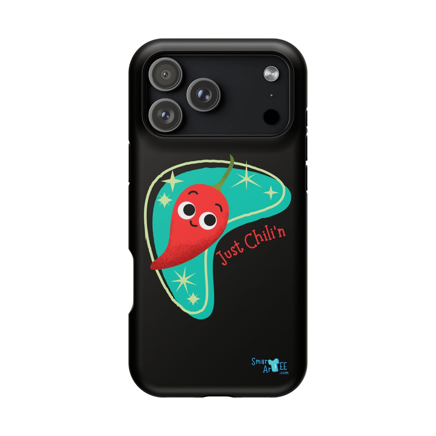 Chili Themed Phone Case, Just Chilin' Design, Fun Accessory, Unique Gift, Vibrant Protection, Perfect for Foodies, Holiday Cheer