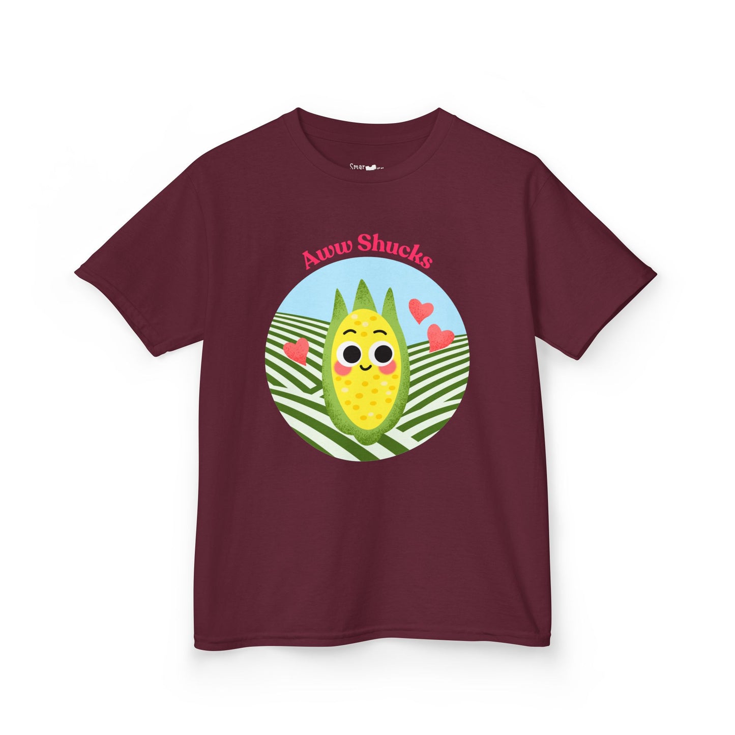 Cute Kids Tee with Aww Shucks Corn Design, Fun Summer Shirt for Children, Ideal for Birthdays, Playdates, and Family Outings, Youth Apparel