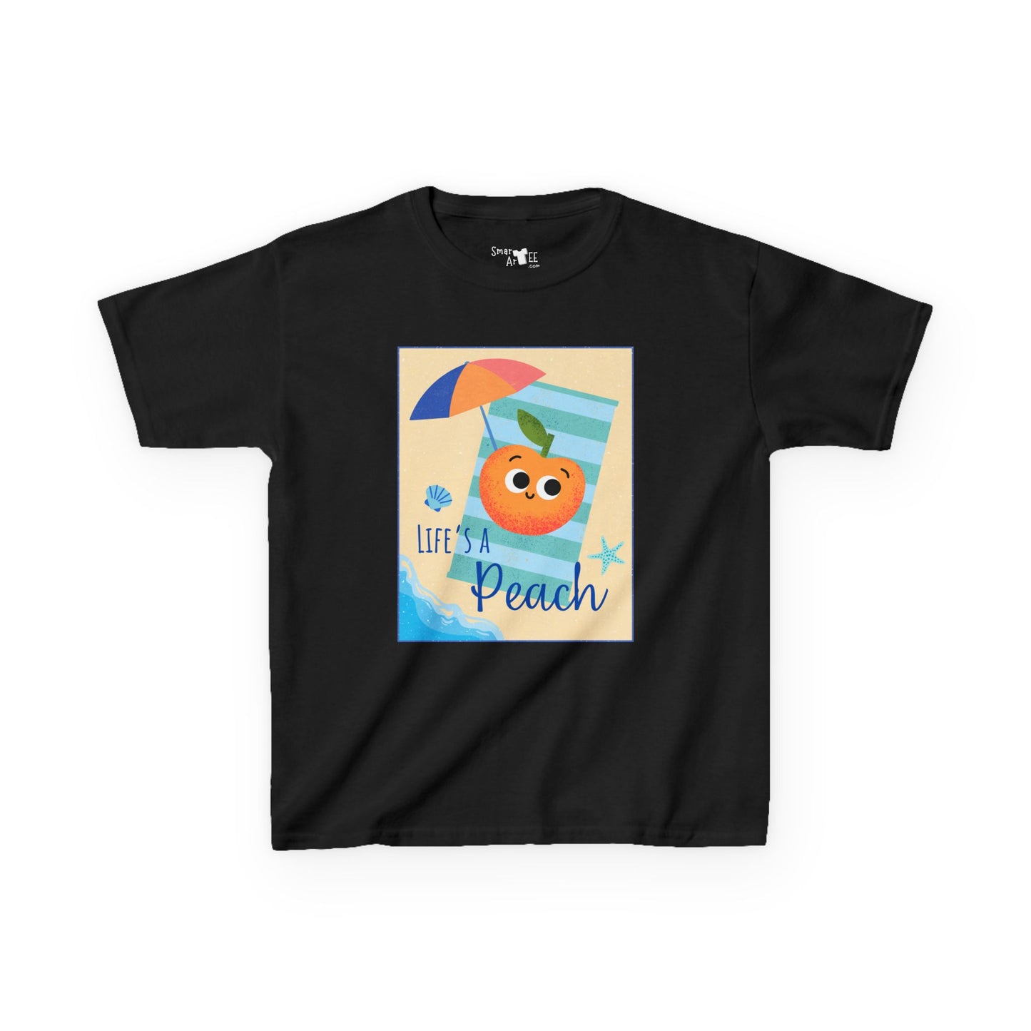 "Life's a Peach" Kids Heavy Cotton Tee – Cute Summer Shirt, Gift for Kids, Fun Casual Wear, Beach Day, Summer Vibes