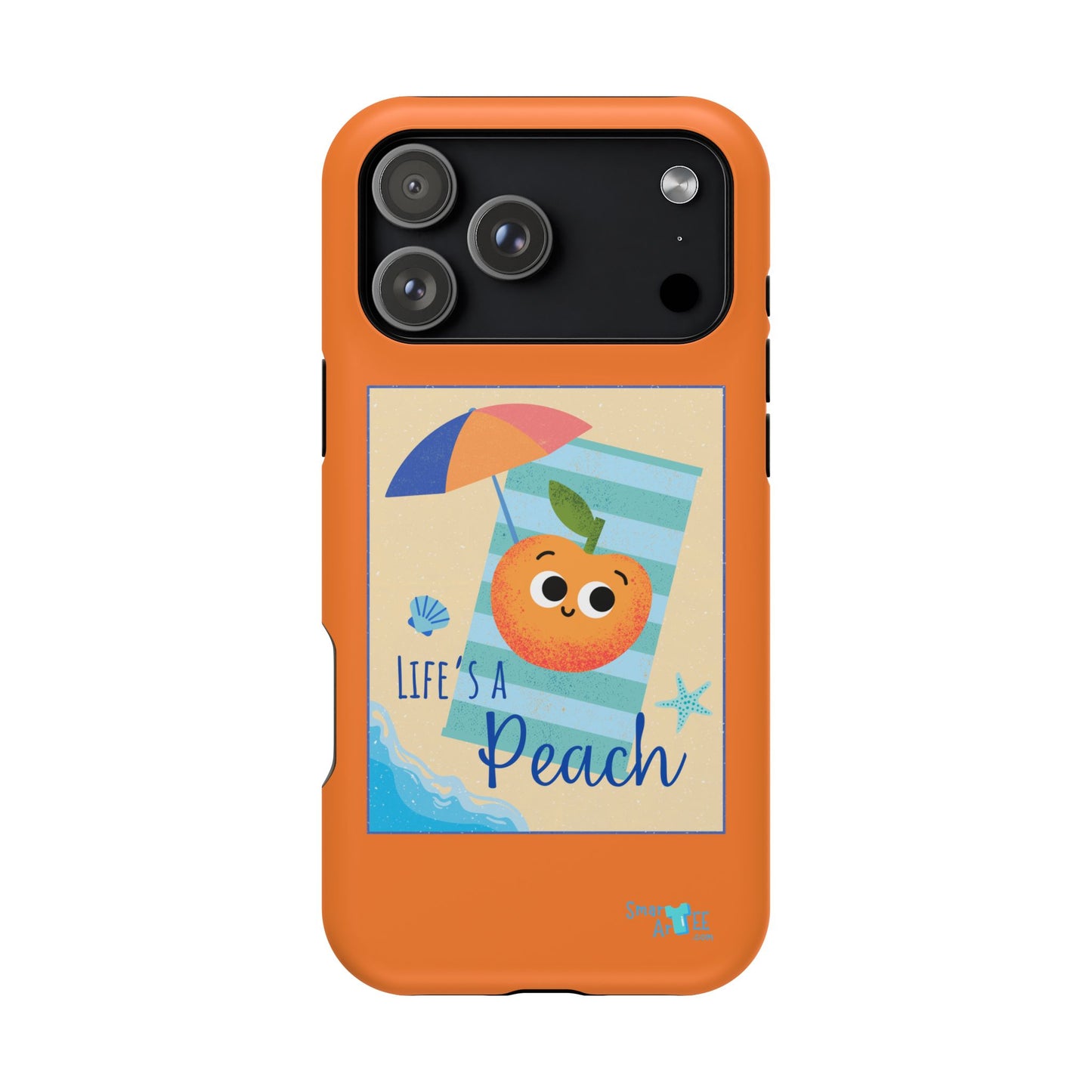 Cute Life's a Peach Phone Case, Impact-Resistant Cell Phone Cover, Summer Accessory, Gift for Fruit Lovers, Beach Vibes