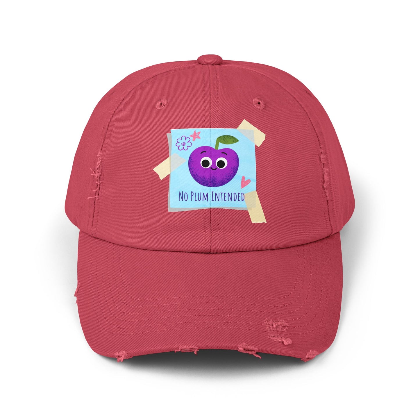 Colorful Distressed Cap with Funny Plum Design | Unisex Hats, Summer Accessory, Gift Idea, Casual Wear, Festival Headwear