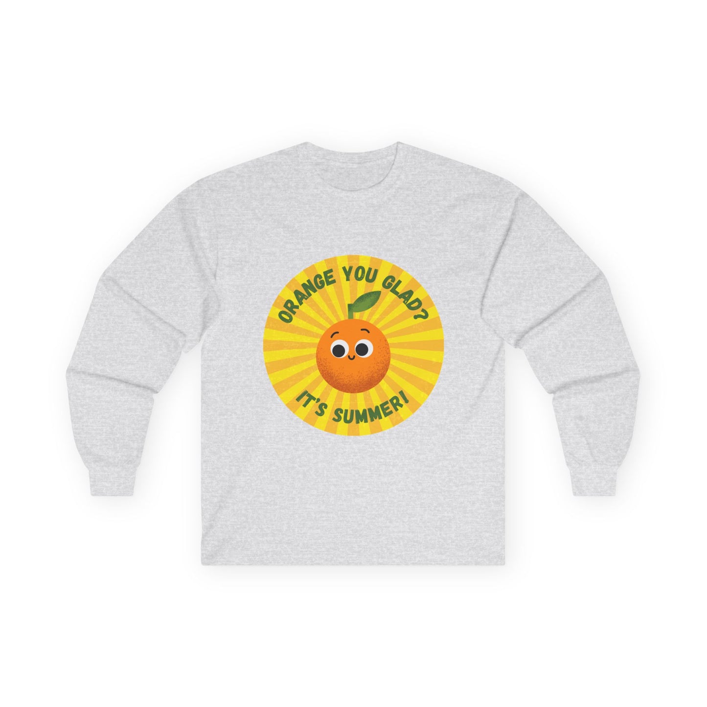 Summer Vibes Long Sleeve Tees - Fun Orange Design, Cute Gift for Sunny Days, Perfect for Casual Outings, Festivals, and Birthdays